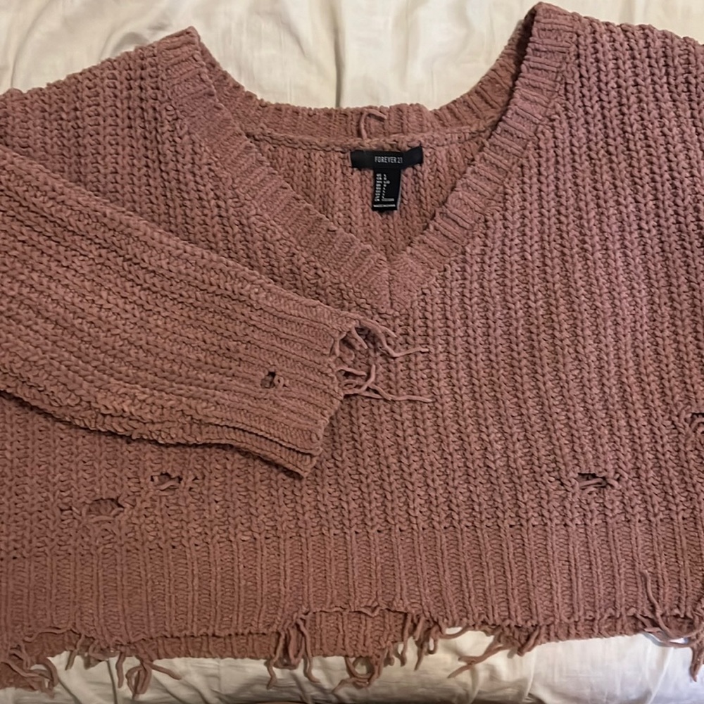 Distressed knit sweater